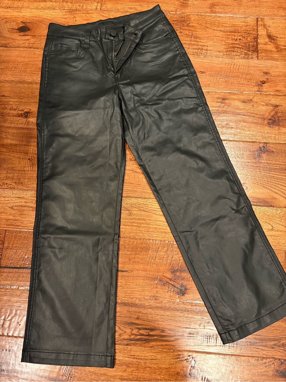KUT from the Kloth Pattie High Rise Coated Straight Leg Pants Size 6 - Black